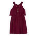 Girls 7-16 Iz Amy Byer Halter Popover Crochet Waist Dress With Necklace, Size: 14, Med Purple