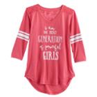 Girls 7-16 So&reg; 3/4-sleeve Lace Sporty Tee, Size: 12, Med Pink
