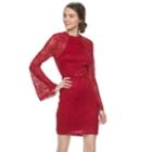 Juniors' Almost Famous Lace Bell Sleeve Mockneck Dress, Teens, Size: Small, Purple Oth