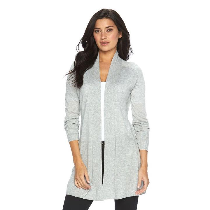 Women's Apt 9&reg; Ribbed Cardigan, Size: Small, Med Grey
