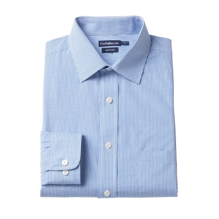 Big & Tall Croft & Barrow&reg; Regular-fit Easy-care Spread-collar Dress Shirt, Men's, Size: 18.5 32/3b, Blue (navy)