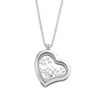 Blue La Rue Crystal Stainless Steel 1.2-in. Heart Cross Charm Locket - Made With Swarovski Crystals, Women's, Silver