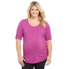 Plus Size Maternity Oh Baby By Motherhood&trade; Roll-cuff Tee, Women's, Size: 2xl, Med Purple