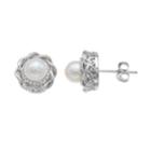 Simply Vera Vera Wang Sterling Silver Freshwater Cultured Pearl & Diamond Accent Twist Stud Earrings, Women's, White