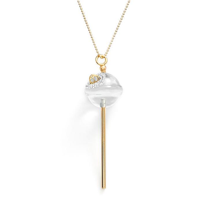 Amore By Simone I. Smith A Sweet Touch Of Hope 18k Gold Over Silver Crystal Lollipop Pendant, Women's, Size: 26, White