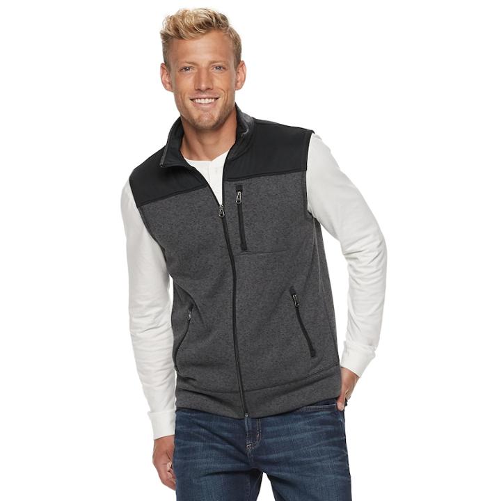 Men's Sonoma Goods For Life&trade; Supersoft Modern-fit Sweater Fleece Vest, Size: Medium, Dark Grey