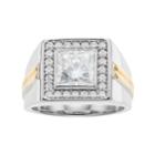Forever Classic Men's Two Tone Sterling Silver 3 5/8 Carat T.w. Lab-created Moissanite Halo Ring, Size: 11, White