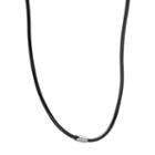 Lynx Stainless Steel And Black Leather Necklace - Men, Size: 22