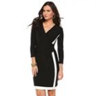 Chaps Colorblock Surplice Dress - Women's, Size: Large, Black