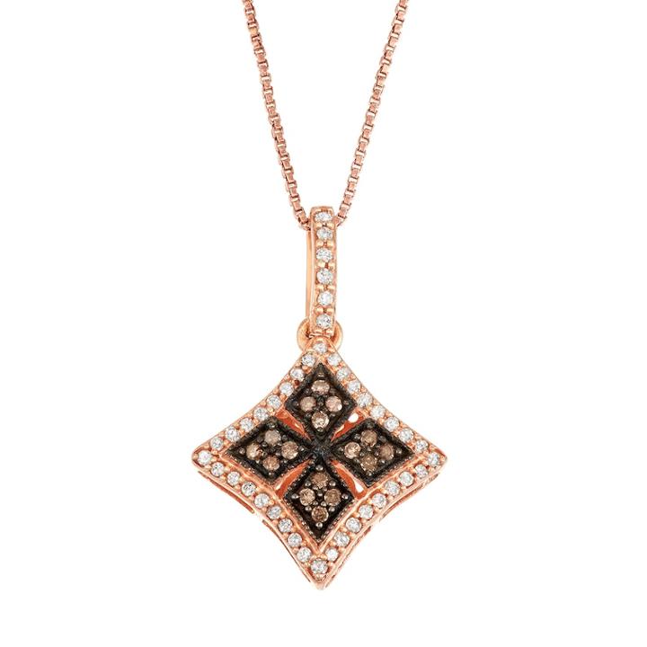 Rose Gold Over Silver White & Brown Diamond Medallion Pendant Necklace, Women's, Size: 18