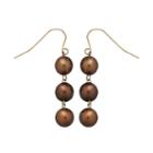 14k Gold Dyed Freshwater Cultured Pearl Drop Earrings, Women's, Brown
