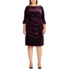 Plus Size Chaps Ruched Velvet Sheath Dress, Women's, Size: 18 W, Dark Red
