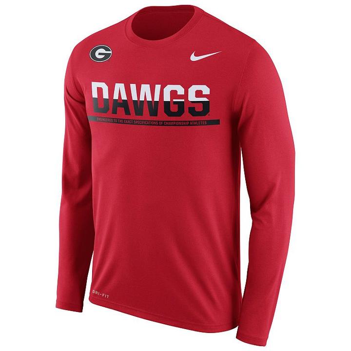 Men's Nike Georgia Bulldogs Legend Staff Sideline Dri-fit Long-sleeve Tee, Size: Medium, Ovrfl Oth, Comfort Wear