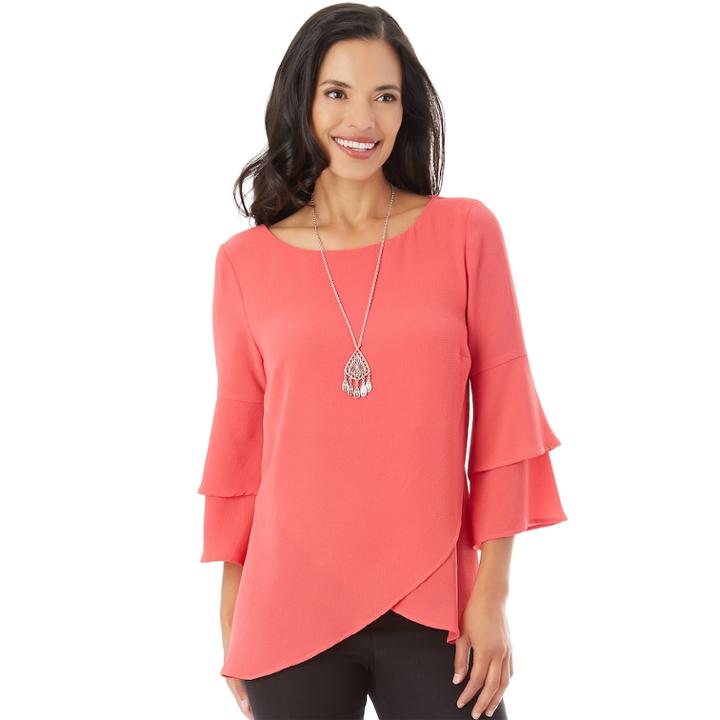 Women's Apt. 9&reg; Asymmetrical Tiered Top, Size: Small, Lt Orange
