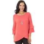 Women's Apt. 9&reg; Asymmetrical Tiered Top, Size: Small, Lt Orange