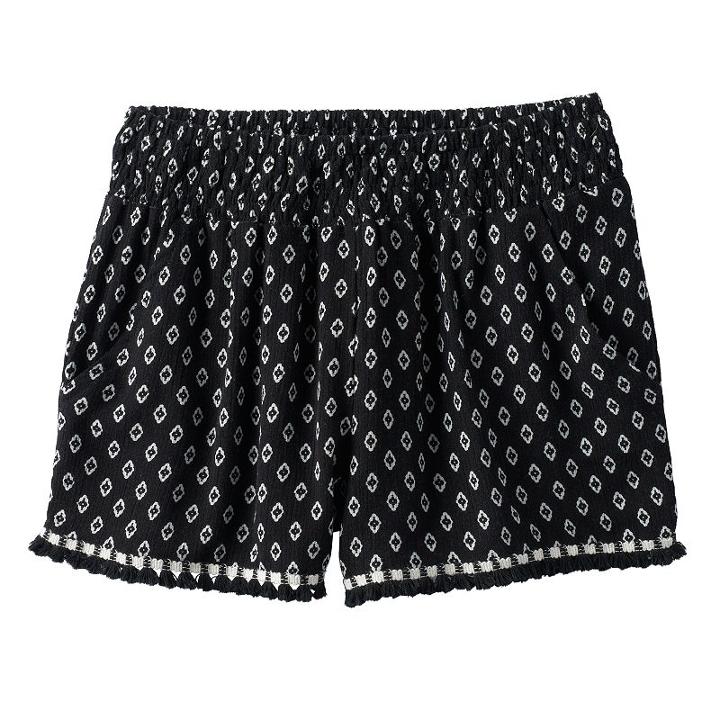 Girls 7-16 Joey B Patterned Soft Fringe Trim Shorts, Girl's, Size: Medium, Oxford