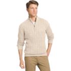 Men's Izod Classic-fit 7gg Cable-knit Quarter-zip Sweater, Size: Large, Med Beige