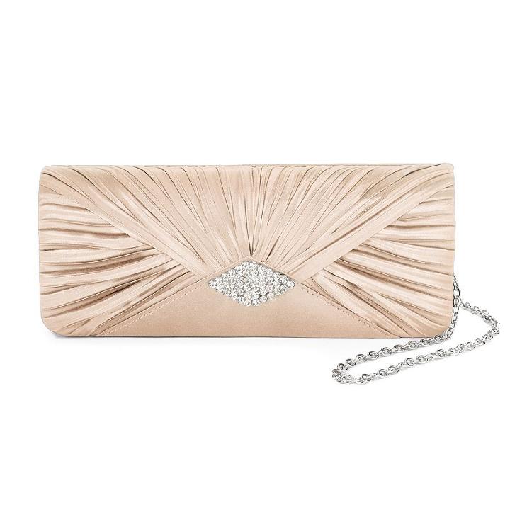 Gunne Sax By Jessica Mcclintock Cindy Rhinestone Pleated Clutch, Women's, Beige Oth