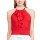 Women's Chaps Ruffle Halter Top, Size: Large, Red
