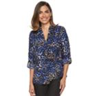 Women's Dana Buchman Roll-tab Camp Shirt, Size: Large, Blue