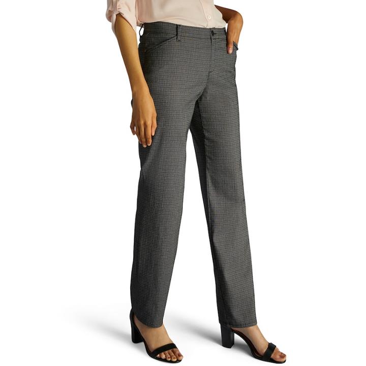 Petite Lee All Day Relaxed Straight-leg Twill Mid-rise Pants, Women's, Size: 10p-short, Black