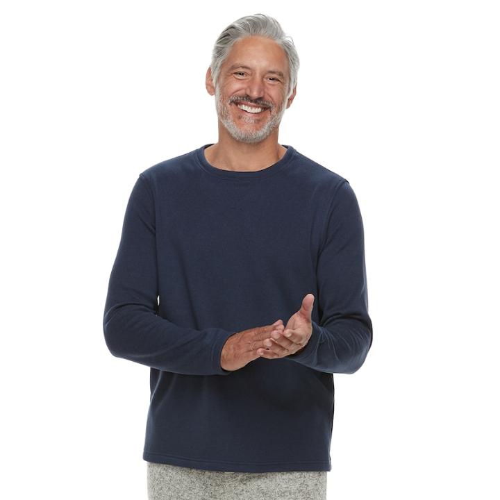 Men's Croft & Barrow&reg; Sweater Fleece Lounge Top, Size: Xl, Blue