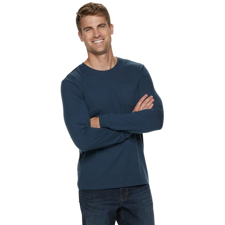 Men's Sonoma Goods For Life&trade; Modern-fit Supersoft Pocket Tee, Size: Medium, Dark Blue