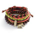 Mudd&reg; Gold Tone Bead And Elephant Charm Woven And Stretch Bracelet Set, Adult Unisex, Multicolor