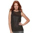 Women's Rock & Republic&reg; Glitter Mesh Tank, Size: Medium, Black