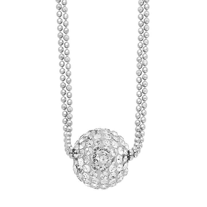 Sterling Silver Crystal Ball Pendant Necklace, Women's, Size: 16, White