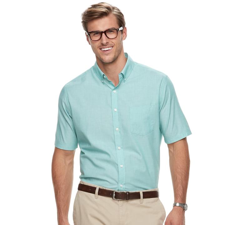 Big & Tall Croft & Barrow&reg; Regular-fit Solid Easy-care Button-down Shirt, Men's, Size: Xl Tall, Green