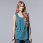 Women's Simply Vera Vera Wang Floral Jaquard Tank, Size: Xs, Green