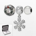 Individuality Beads Sterling Silver Crystal Wreath Bead And Snowflake Charm Set, Women's, Grey