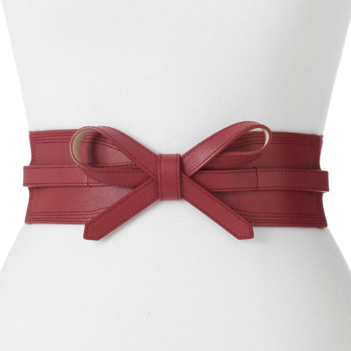 Women's Apt. 9&reg; Faux Leather Bow Stretch Belt, Size: M-l, Red