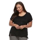 Plus Size Apt. 9&reg; Embellished Scoopneck Tee, Women's, Size: 1xl, Black