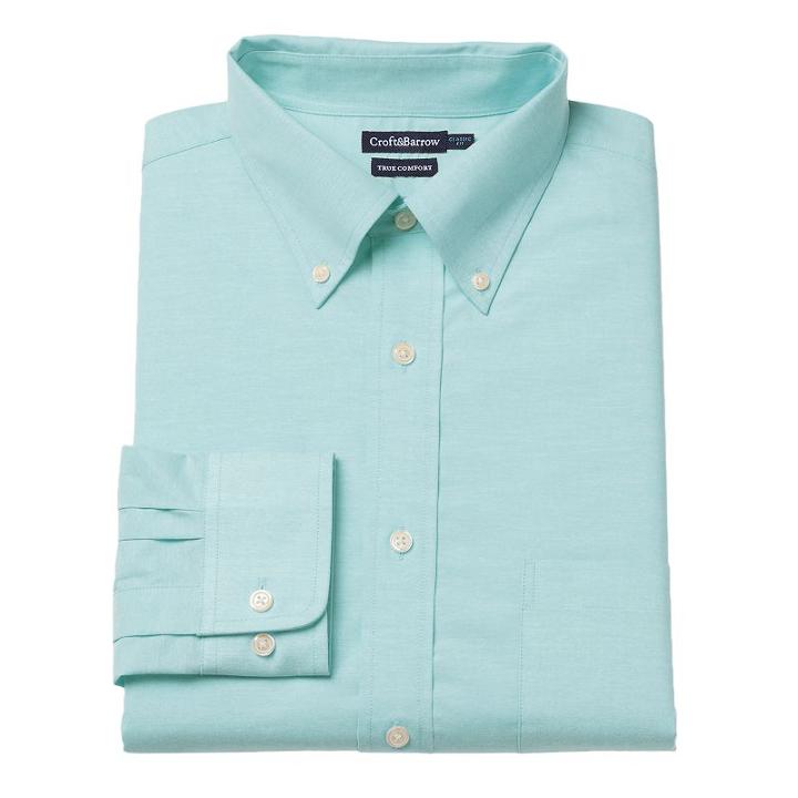Men's Croft & Barrow&reg; Easy-care True Comfort Slim-fit Stretch Dress Shirt, Size: 17.5-32/33, Light Blue
