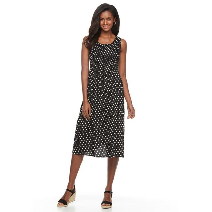 Women's Croft & Barrow&reg; Smocked Challis Dress, Size: Large, Oxford