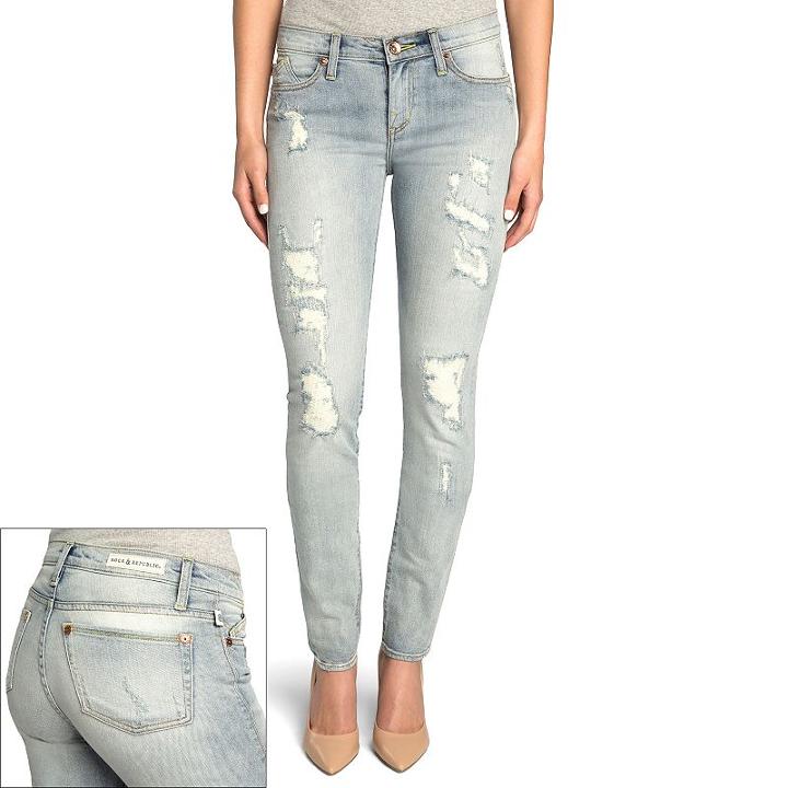 Women's Rock & Republic&reg; Berlin Destructed Skinny Jeans, Size: 10 Avg/reg, Light Blue