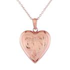 Pink Rhodium-plated Sterling Silver Filigree Heart Locket Necklace, Women's, Size: 18
