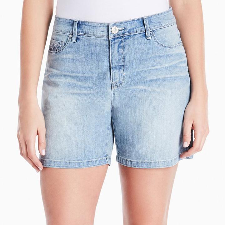 Women's Gloria Vanderbilt Majesty Embroidered Jean Shorts, Size: 4, Blue Other