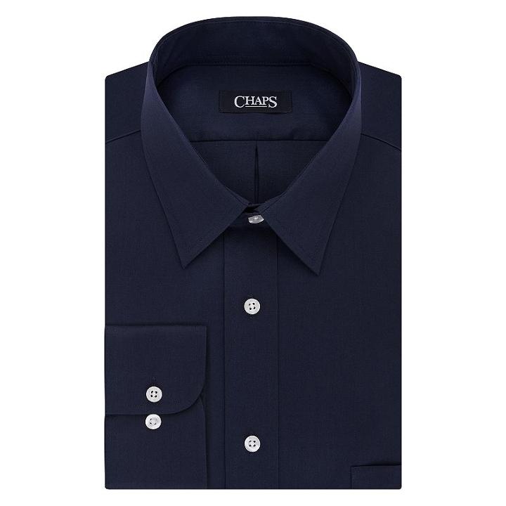 Big & Tall Chaps Regular-fit Stretch-collar Wrinkle-free Dress Shirt, Men's, Size: 18-34/35, Blue (navy)