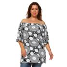 Plus Size White Mark Off-the-shoulder Printed Top, Women's, Size: 1xl, Ovrfl Oth