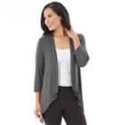 Women's Ab Studio Medallion Crochet Cardigan, Size: Small, Dark Grey