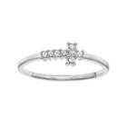Primrose Sterling Silver Crystal Sideways Cross Ring, Women's, Size: 7, Grey