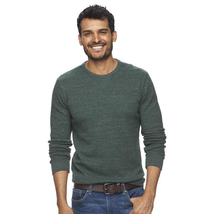 Men's Sonoma Goods For Life&trade; Heathered Thermal Tee, Size: Large, Dark Green