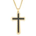 Men's Gold Tone Stainless Steel Cross Pendant Necklace, Size: 24, Black