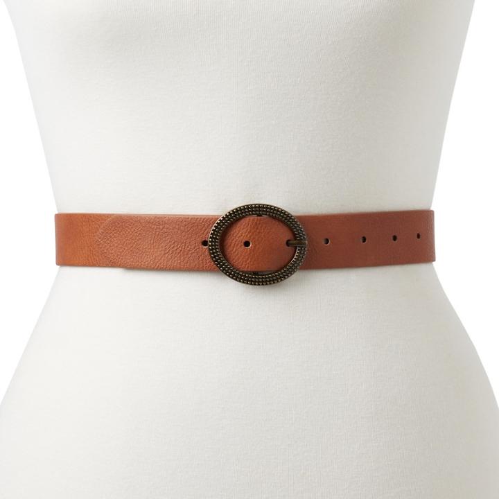Women's Sonoma Goods For Life&trade; Textured Oval Buckle Belt, Size: Xl, Red/coppr (rust/coppr)