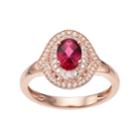 14k Rose Gold Over Silver Lab-created Ruby & White Sapphire Oval Halo Ring, Women's, Size: 8, Red