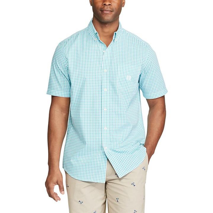 Men's Chaps Classic-fit Tattersall Checked Easy-care Button-down Shirt, Size: Small, Blue
