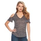 Women's Juicy Couture Embellished Cold-shoulder Tee, Size: Xl, Med Grey